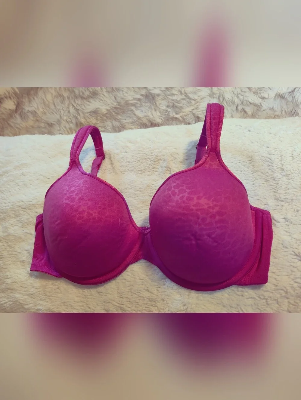 Natori Full Fit Contour Bra 36D Pink Sheer Jacquard Animal Print Underwire